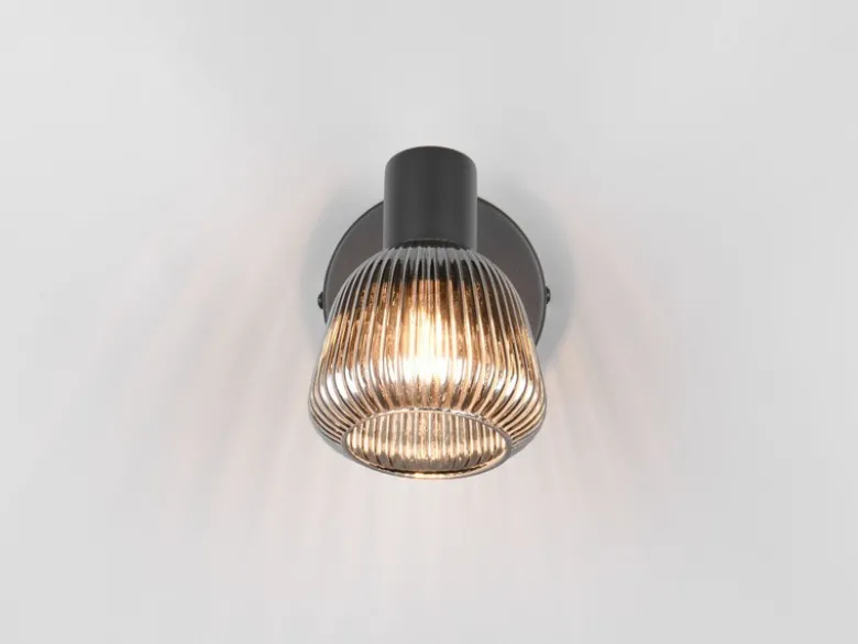 LED Wandstrahler mit Glasschirm Chrom bedampft, Breite 10cm