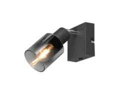LED Wandstrahler mit Glasschirm Chrom bedampft, Breite 9cm