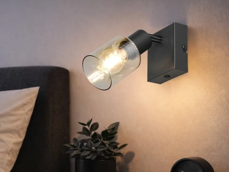 LED Wandstrahler mit Glasschirm Amberfarbig, Breite 9cm