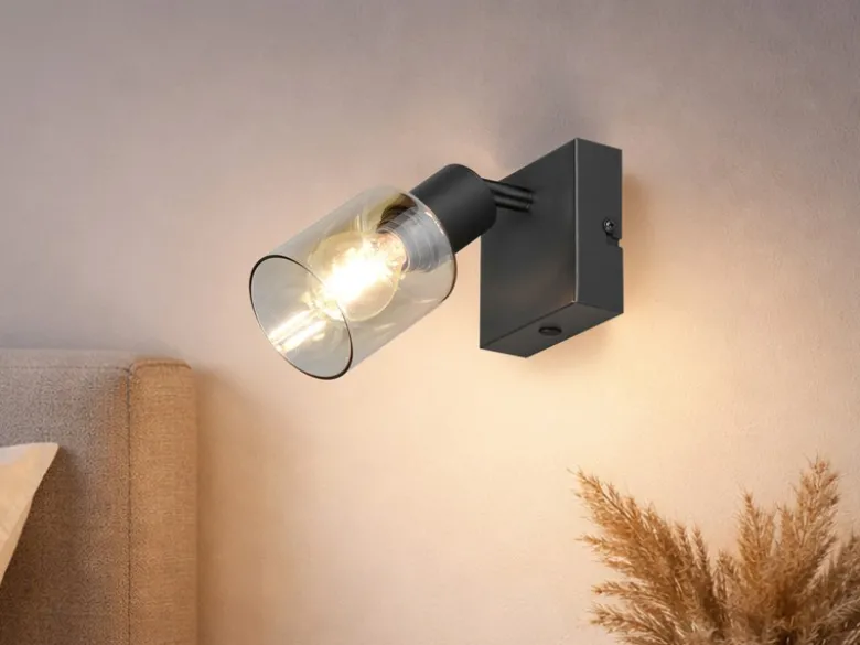 LED Wandstrahler mit Glasschirm Amberfarbig, Breite 9cm