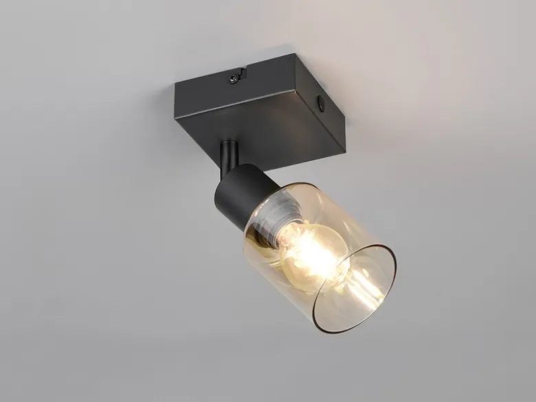 LED Wandstrahler mit Glasschirm Amberfarbig, Breite 9cm