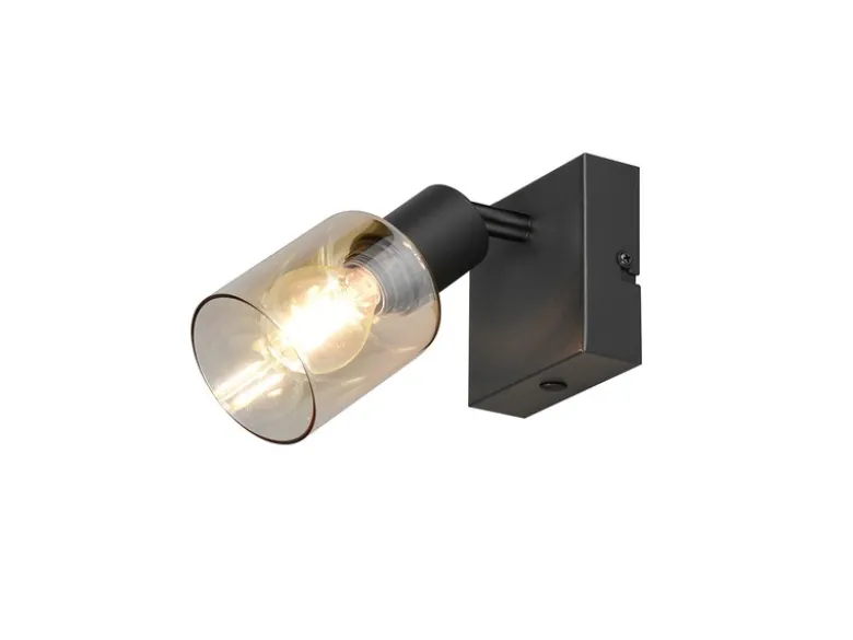 LED Wandstrahler mit Glasschirm Amberfarbig, Breite 9cm