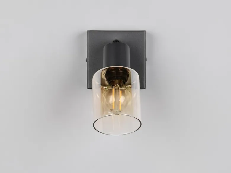 LED Wandstrahler mit Glasschirm Amberfarbig, Breite 9cm