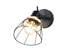 LED Wandstrahler mit Schalter & Gitter Lampenschirm Rattan, Breite 14cm