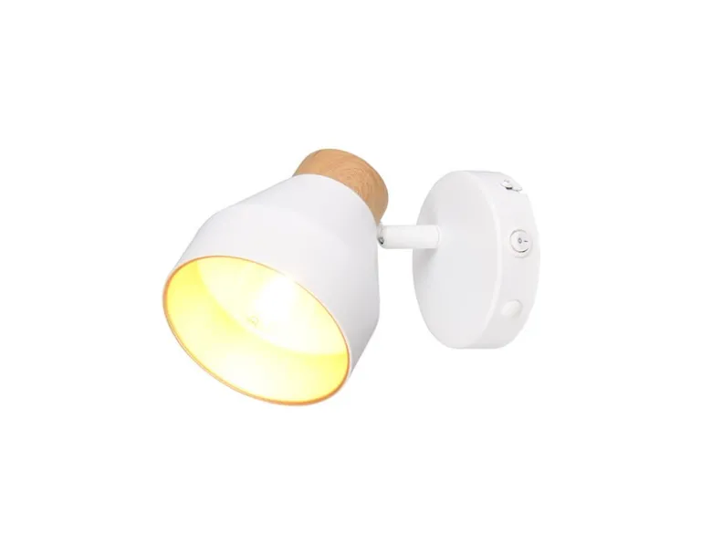LED Wandstrahler mit Schalter, Metall Weiß / innen Gold, Breite 11cm