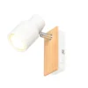 LED Wandstrahler mit Schalter, Metall Weiß & Holz, Breite 6cm