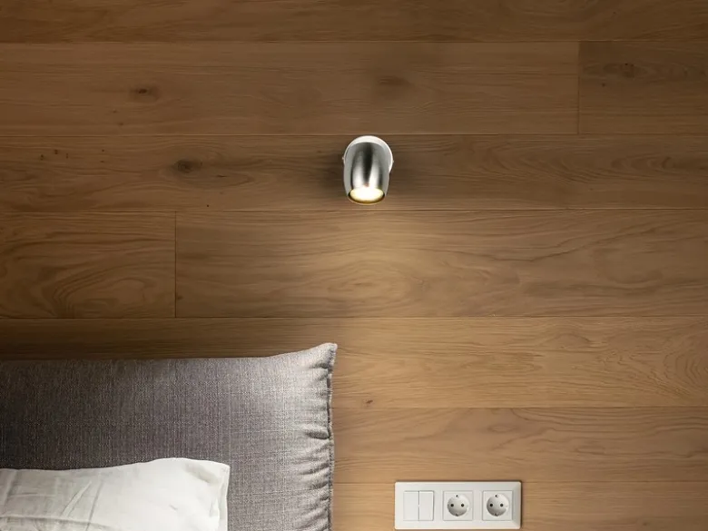 LED Wandstrahler mit Schalter aus Metall Silber, Höhe 14cm