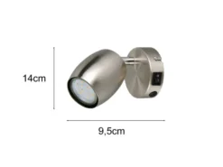 LED Wandstrahler mit Schalter aus Metall Silber, Höhe 14cm