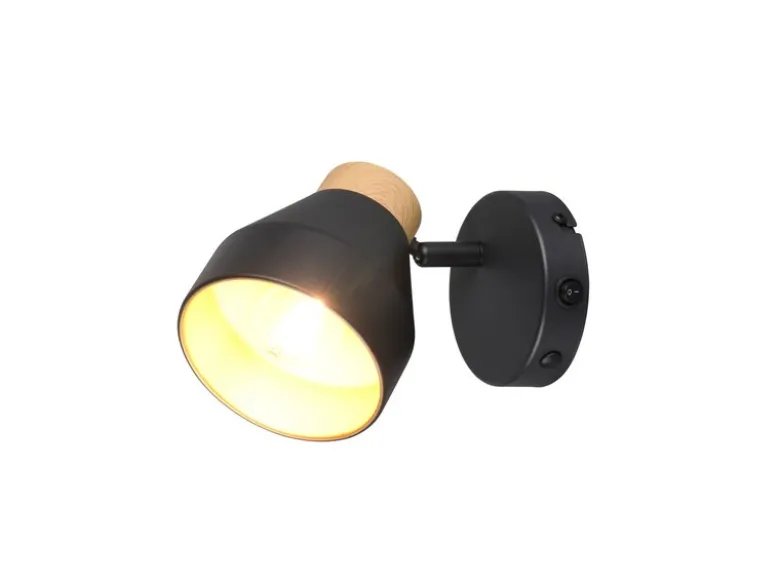 LED Wandstrahler mit Schalter, Metall Schwarz / innen Gold, Breite 11cm