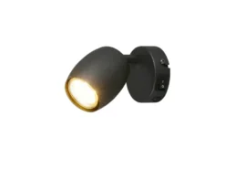 LED Wandstrahler mit Schalter aus Metall Schwarz, Höhe 14cm