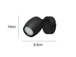 LED Wandstrahler mit Schalter aus Metall Schwarz, Höhe 14cm