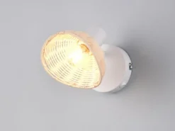 LED Wandstrahler mit Schalter & Rattan Lampenschirm, Breite 13cm