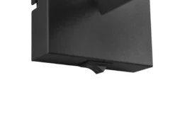 LED Wandstrahler mit Schalter, Schwarz mit Holz & Gitterschirm, Breite 9cm