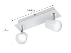 LED Wandstrahler NARCOS Weiß 2-flammig mit Schalter, Breite 28cm