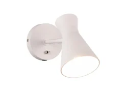 LED Wandstrahler Retro Weiß mit Schalter & Stecker, Breite 12cm