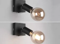 LED Wandstrahler Schwarz dimmbar, 1 flammiger Spot mit Schalter, 9x11cm