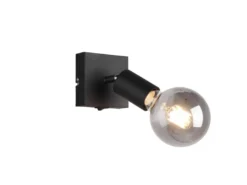 LED Wandstrahler Schwarz dimmbar, 1 flammiger Spot mit Schalter, 9x11cm