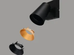 LED Wandstrahler Schwarz Gold mit Schalter, Breite 10cm