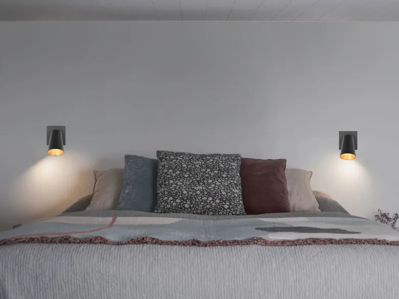 LED Wandstrahler Schwarz Gold mit Schalter, Breite 10cm