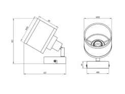 LED Wandstrahler Silber Chrom mit Stoffschirm Grau, Breite 10cm