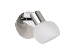 LED Wandstrahler Silber Chrom & Glas Alabaster, Breite 11cm