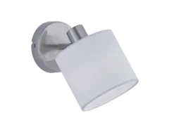 LED Wandstrahler Silber matt mit Stoffschirm Weiß, Breite 12cm