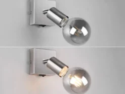 LED Wandstrahler Spot Silber mit Schalter, Breite 9cm