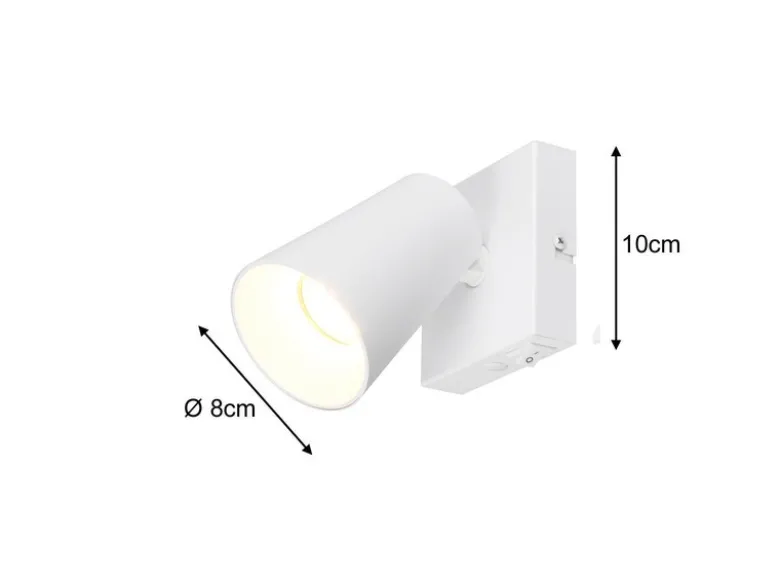 LED Wandstrahler Weiß Gold mit Schalter, Breite 10cm
