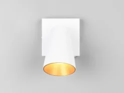 LED Wandstrahler Weiß Gold mit Schalter, Breite 10cm
