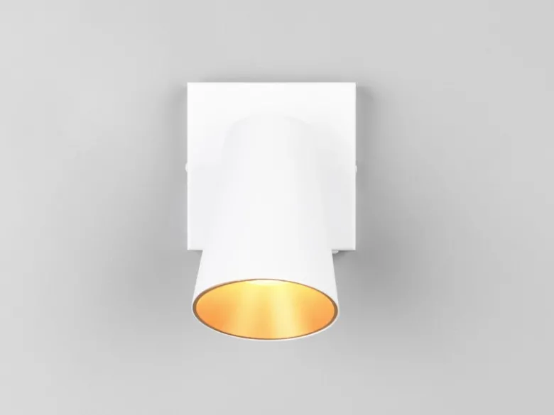 LED Wandstrahler Weiß Gold mit Schalter, Breite 10cm