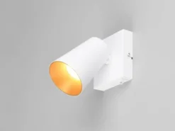 LED Wandstrahler Weiß Gold mit Schalter, Breite 10cm