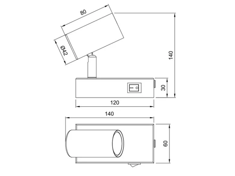 LED Wandstrahler Weiß mit Schalter, Breite 6cm