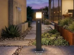 LED Wegeleuchte Anthrazit mit Bewegungsmelder, Höhe 80cm