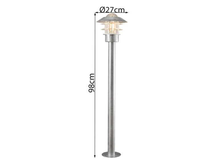 LED Wegeleuchte Außenlaterne aus Stahl Silber, Höhe 98cm