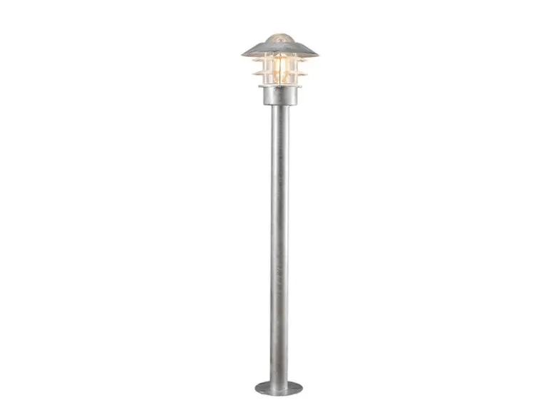 LED Wegeleuchte Außenlaterne aus Stahl Silber, Höhe 98cm