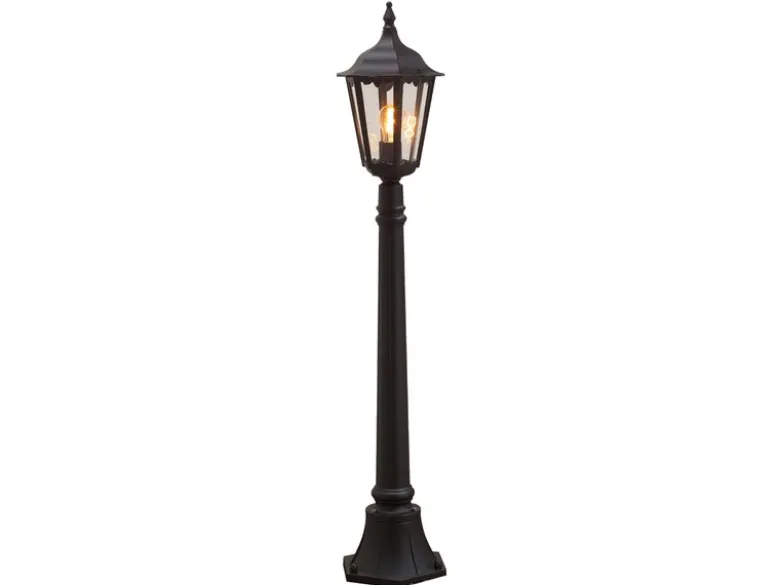 LED Wegeleuchte aus Aluminium Schwarz, antike E27 Gartenlaterne, Höhe 120cm