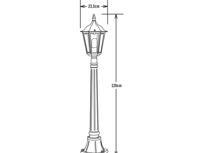 LED Wegeleuchte aus Aluminium Schwarz, antike E27 Gartenlaterne, Höhe 120cm
