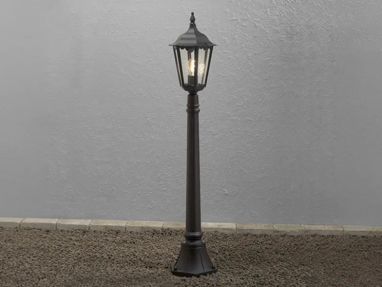LED Wegeleuchte aus Aluminium Schwarz, antike E27 Gartenlaterne, Höhe 120cm