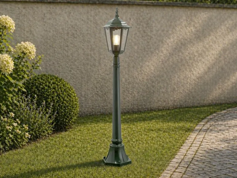 LED Wegeleuchte aus Aluminium Grün antike E27 Gartenlaterne, Höhe 120cm