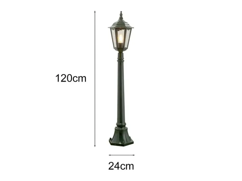 LED Wegeleuchte aus Aluminium Grün antike E27 Gartenlaterne, Höhe 120cm