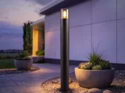 LED Wegeleuchte aus Aluminium Schwarz & Rauchfarbig, Höhe 80cm