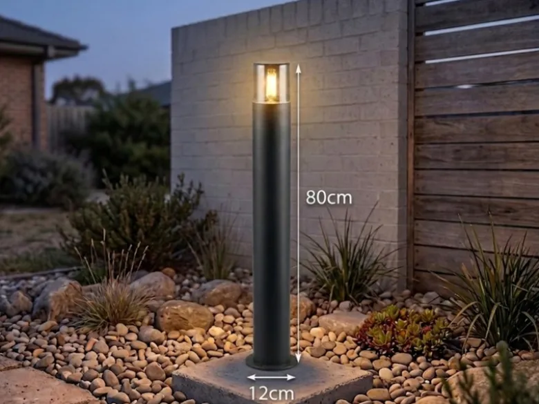 LED Wegeleuchte aus Aluminium Schwarz & Rauchfarbig, Höhe 80cm