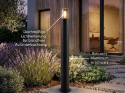 LED Wegeleuchte aus Aluminium Schwarz & Rauchfarbig, Höhe 80cm