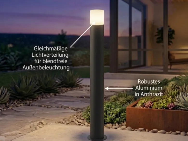 LED Wegeleuchte aus Aluminium in Anthrazit E27, Höhe 80cm