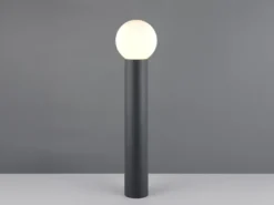 LED Wegeleuchte aus Aluminium in Anthrazit mit Glaskugel, Höhe 80cm