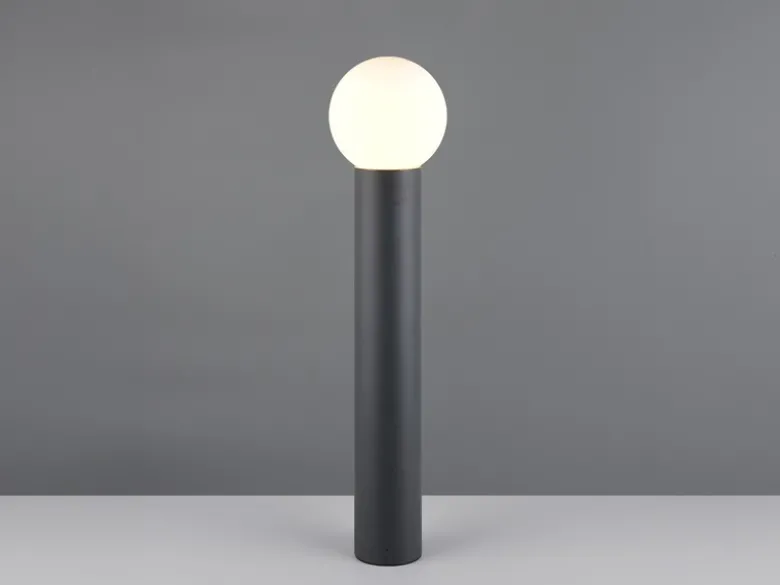 LED Wegeleuchte aus Aluminium in Anthrazit mit Glaskugel, Höhe 80cm