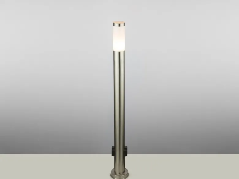 LED Wegeleuchte aus Edelstahl in Silber mit zwei Steckdosen, Höhe 110cm