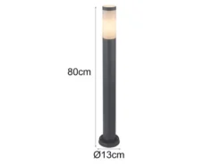 LED Wegeleuchte aus Edelstahl in Anthrazit & Opal, Höhe 80cm