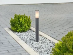 LED Wegeleuchte aus Edelstahl in Anthrazit & Opal, Höhe 80cm