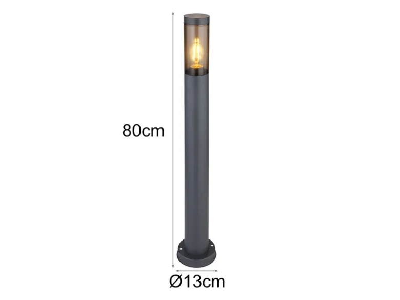 LED Wegeleuchte aus Edelstahl in Anthrazit & Rauch, Höhe 80cm